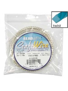 Craft Wire Twist Square 18ga -8ft Silv p