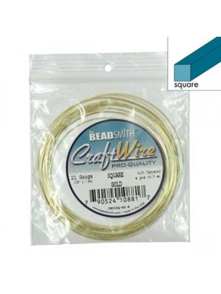 Craft Wire 21GA Square 4YDS Gold