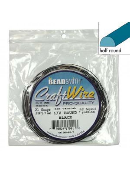 Craft Wire 21ga half-round 7yd Black