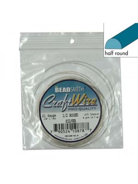 Craft Wire 1/2 Round 21ga -4YDS Silv p