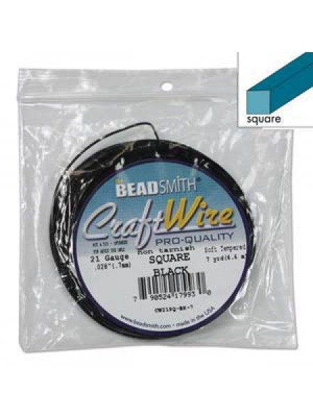 Craft Wire 21GA Square 7YD Black