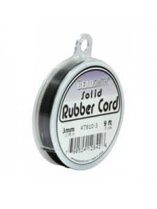 Rubber Cord 3.0mm Black 3 Yards spool