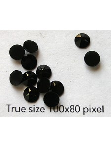 Swar Flat Round Stone ~3.25mm Jet