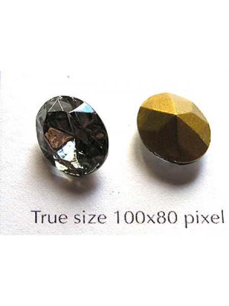 Swar Oval Stone Fac 12x10mm Black Dia GF