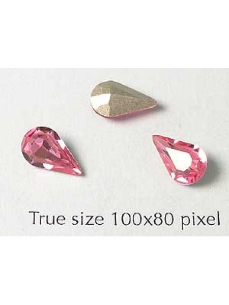 Swar Stone Drop 10x6mm Rose Foil