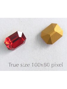 Swar. Octagonal Stone 10x8mm Siam Red