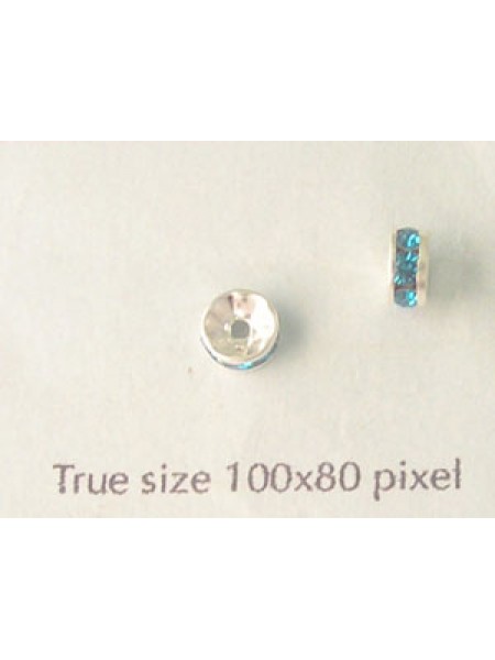 Swar Rondel 5mm Silver Plate Blue Zircon