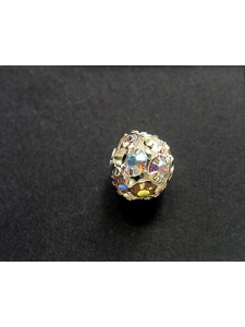 Rhinestone Ball 8mm Clear AB Silver Pl