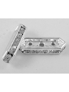 Rhinestone Spacer 3 hole 16mm Silver Pl